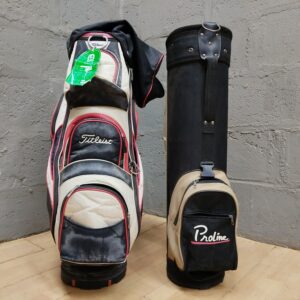 Pair of Used Golf Bags (Titleist and Proline) — Two Bags, Multiple Pockets