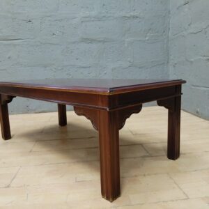 Low Rectangular Wooden-Look Coffee Table, 112 x 55 x 41 cm — Visible Wear