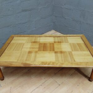Low Rectangular Parquet-Top Coffee Table, 160 x 97 x 40 cm — Used, Chip & Surface Wear