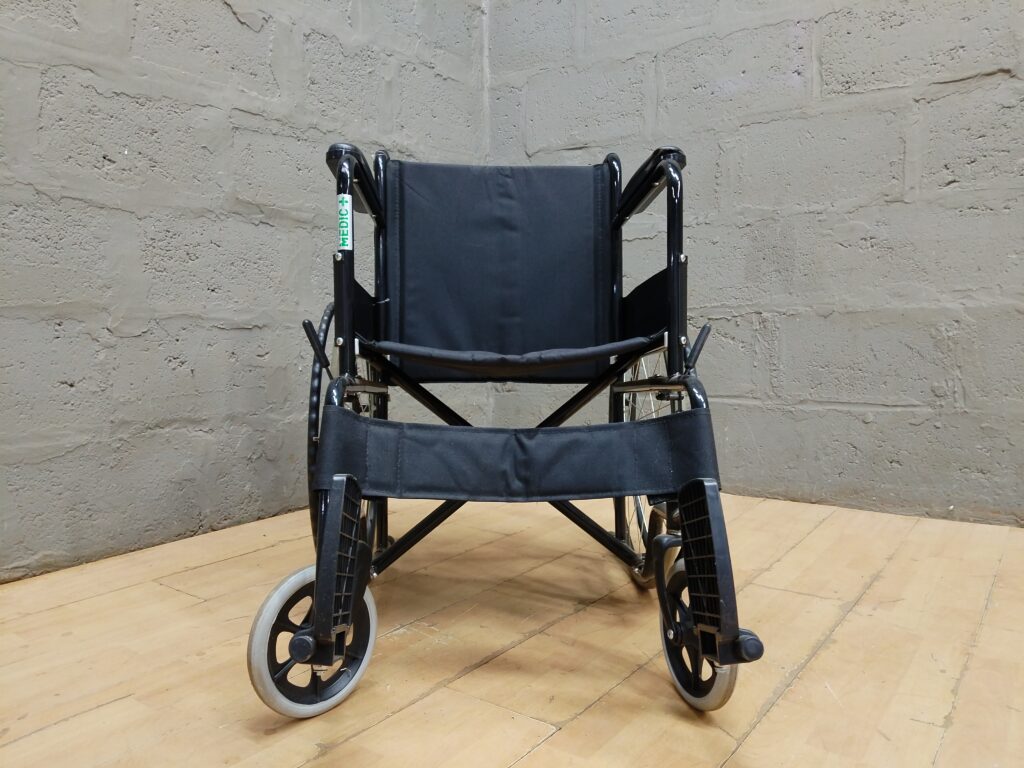 MEDIC+ Manual Wheelchair with Large Rear Wheels, Armrests & Footrests