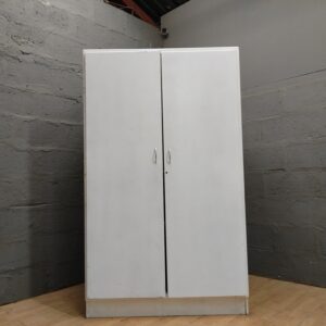 White Two-Door Freestanding Storage Cabinet / Wardrobe — 4 Shelves, 1 Unit