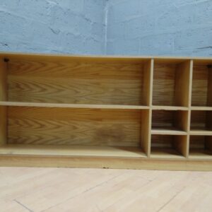 Low Wooden Multi-Compartment Shelving Unit – Light Wood Tone, 1 Piece