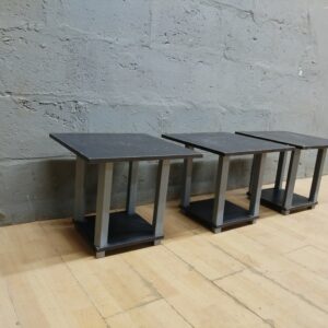 Set of 3 Square Side Tables with Dark Tops and Lighter Supports