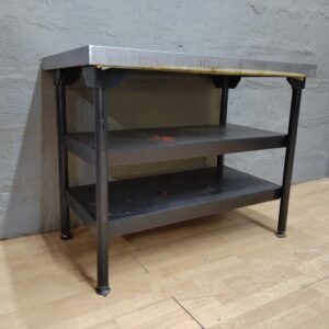 Metal prep / work table with stainless-look top and two lower shelves