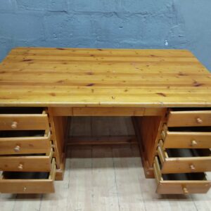 Solid Wood Pedestal Desk with Double Banks of Drawers, 166 x 89 x 81 cm