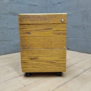 3-Drawer Mobile Pedestal / Small Filing Cabinet on Castors, Oak-Tone