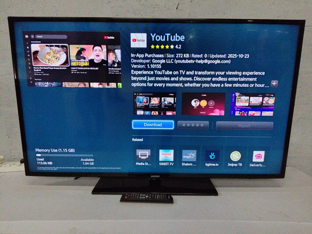 Samsung 55″ Flat-Screen TV (UA55H6203AK) with Stand, Remote & Power Cable