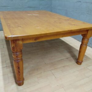 Large Dining Table with Turned Legs — 200 × 139 × 79 cm (used, stained top)