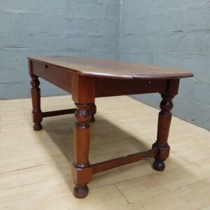 Solid-Wood Dining/Occasional Table with Turned Legs and Stretchers