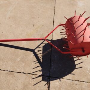 Red Cylindrical Spiked Lawn/Soil Roller with Long Handle (1.50 m x 50 cm)