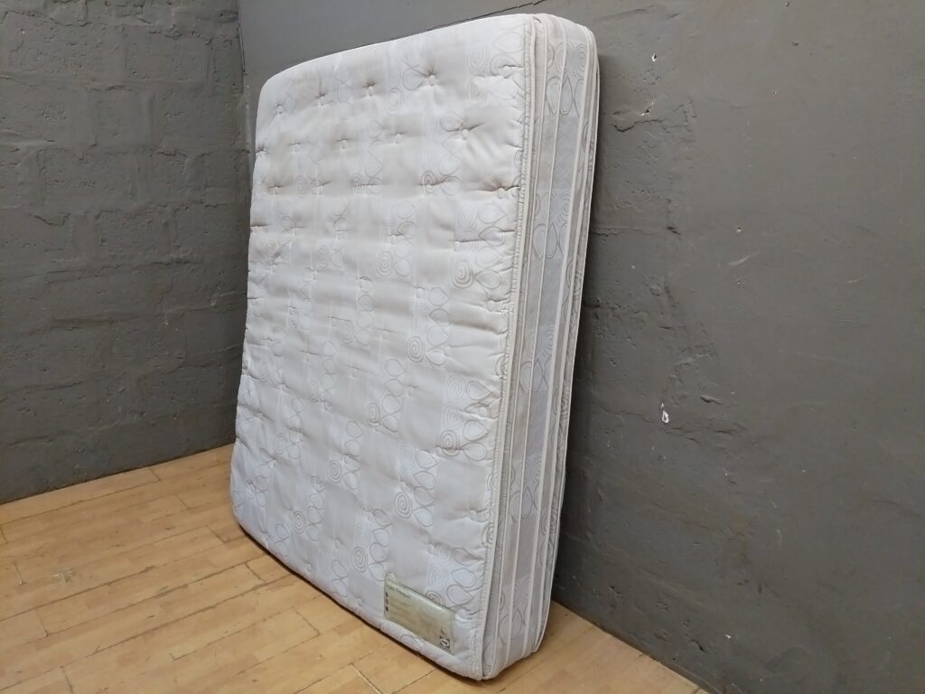 Sealy Posturepedic Queen-Size Mattress (labelled) — Used, Stained Surface
