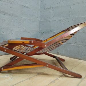 Wooden Slatted Folding / Reclining Lounge Chair — Single Item
