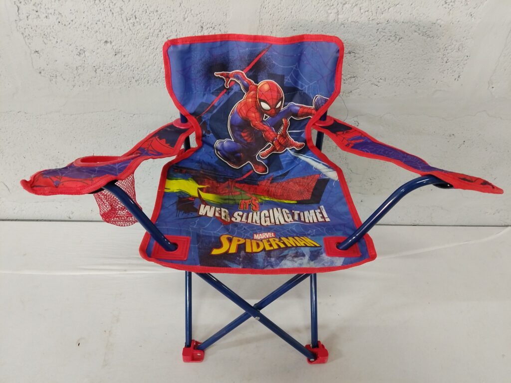 Children’s Folding Camp Chair with Spider-Man Graphic, Mesh Cup Holder