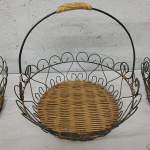 Decorative Wire-Framed Woven Basket Set, Mixed Sizes