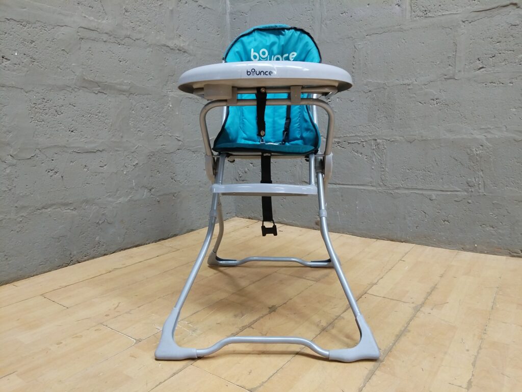 Bounce-branded Baby High Chair with Removable Tray, Teal Fabric