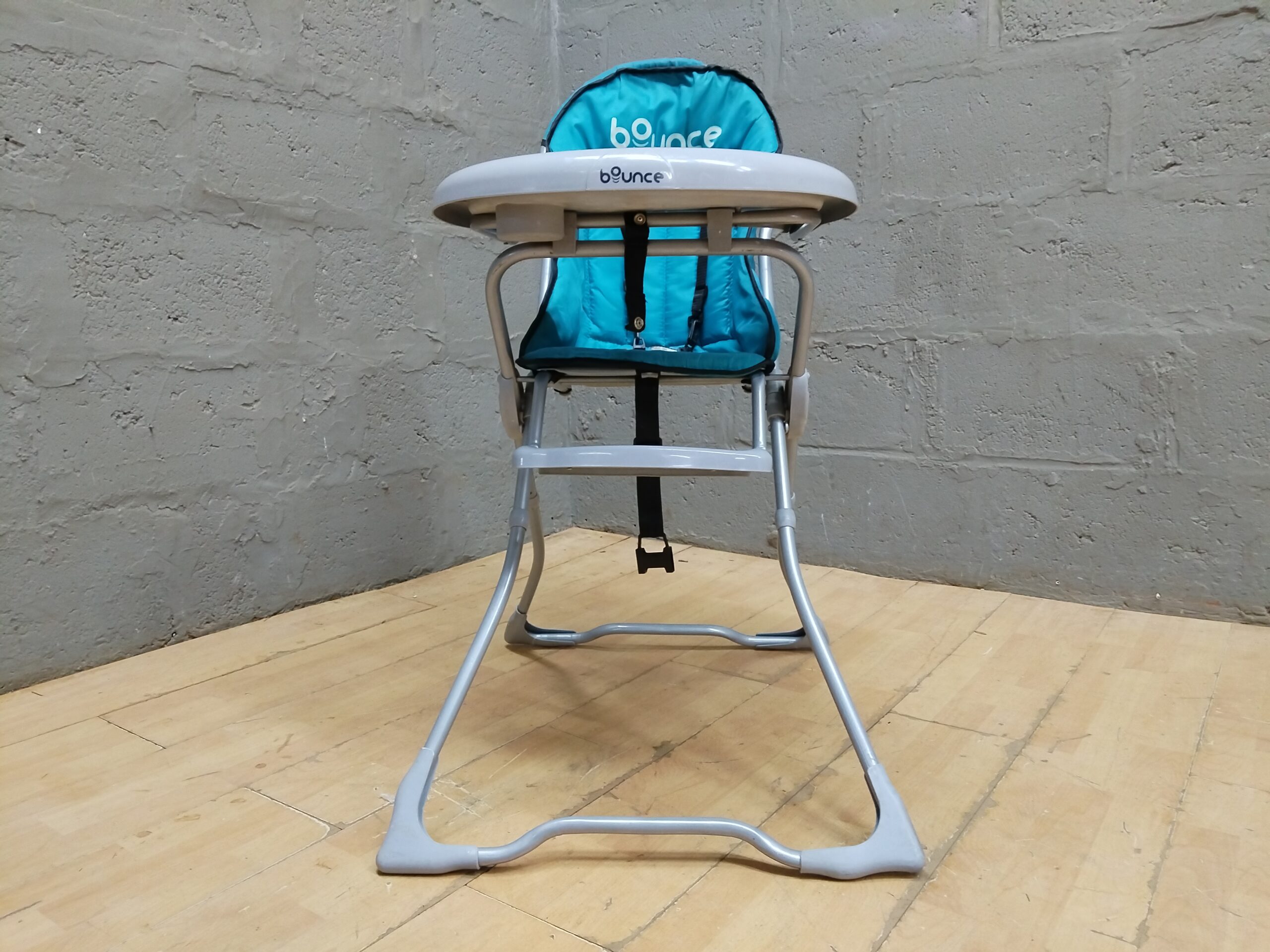 Bounce-branded Baby High Chair with Removable Tray, Teal Fabric