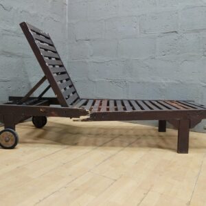 Wooden Slatted Chaise Lounge / Sun Lounger (Adjustable Back) - Salvage