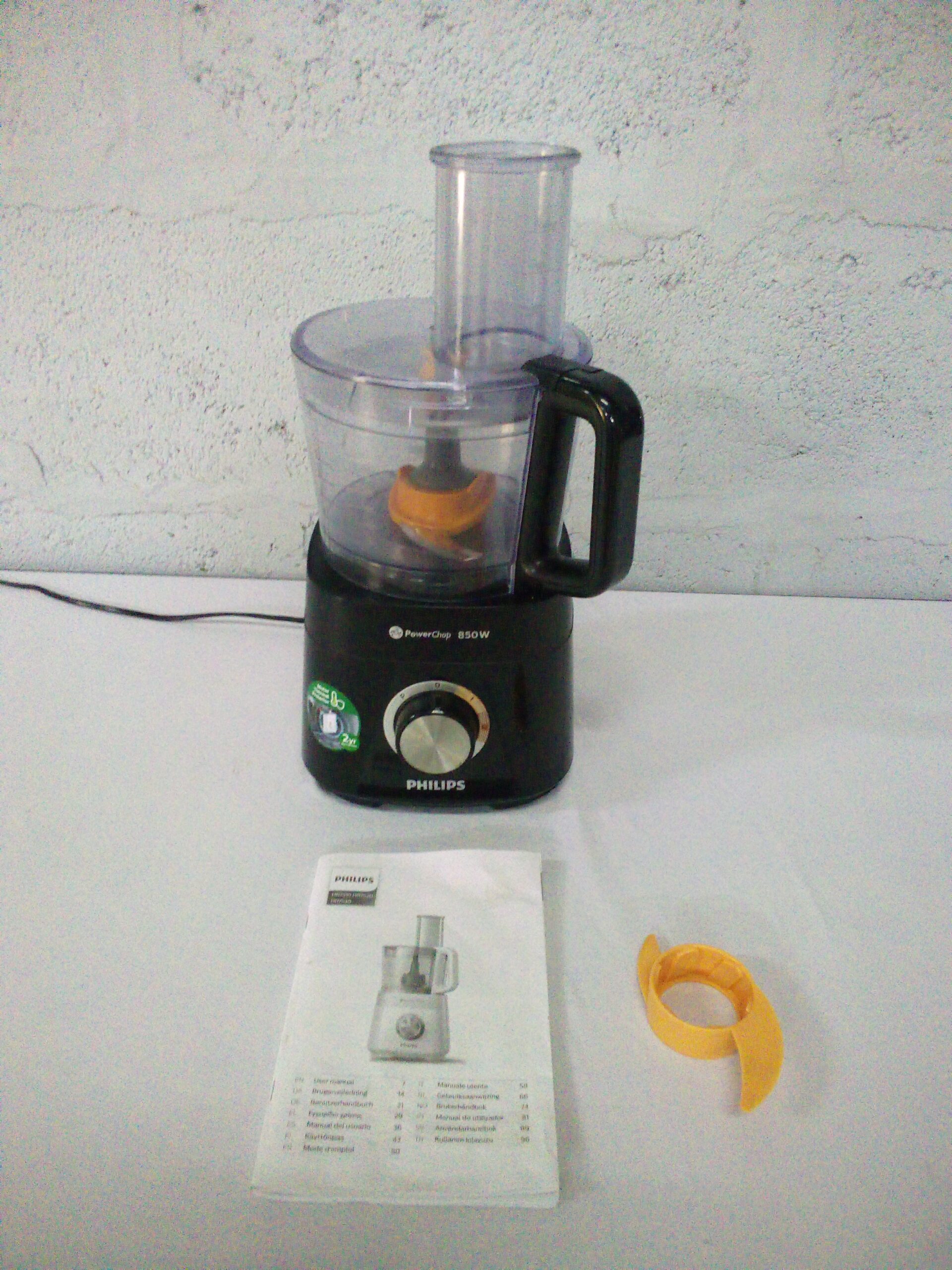 Philips HR7520 Food Processor with Bowl, Lid, Manual & Accessory