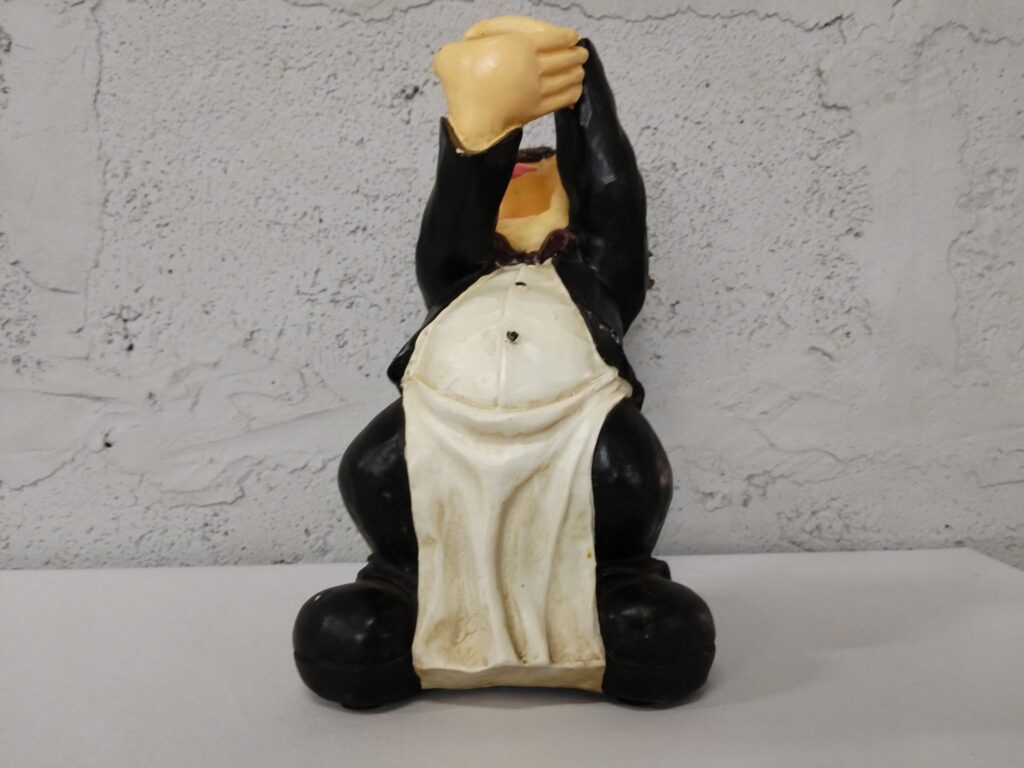 Decorative Figurine: Man in Black Suit and White Apron, 26cm Tall