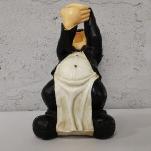 Decorative Figurine: Man in Black Suit and White Apron, 26cm Tall