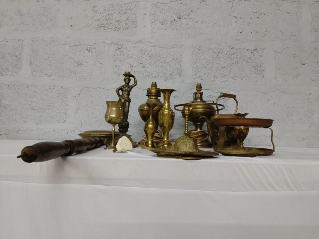 Bulk Lot of Assorted Vintage Brass & Copperware – Candlesticks, Vases, Kettle, Lamp Bases & More (14 Pieces)