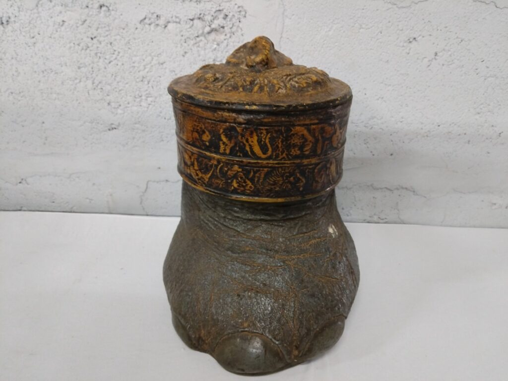 Taxidermy Elephant Foot Container with Decorative Lid – 18 x 25cm
