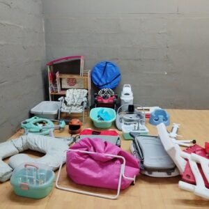 Bulk Lot of 19 Assorted Baby & Toddler Items – Bouncers, Baths, Walkers, Feeding Seats & More (Mixed Condition)