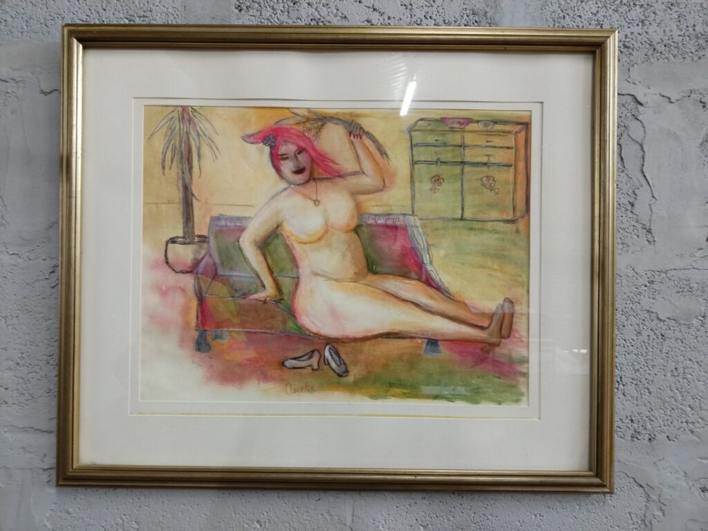 Framed Mixed Media Nude ‘Amelia’ by Ivan Mann – 77 x 64cm