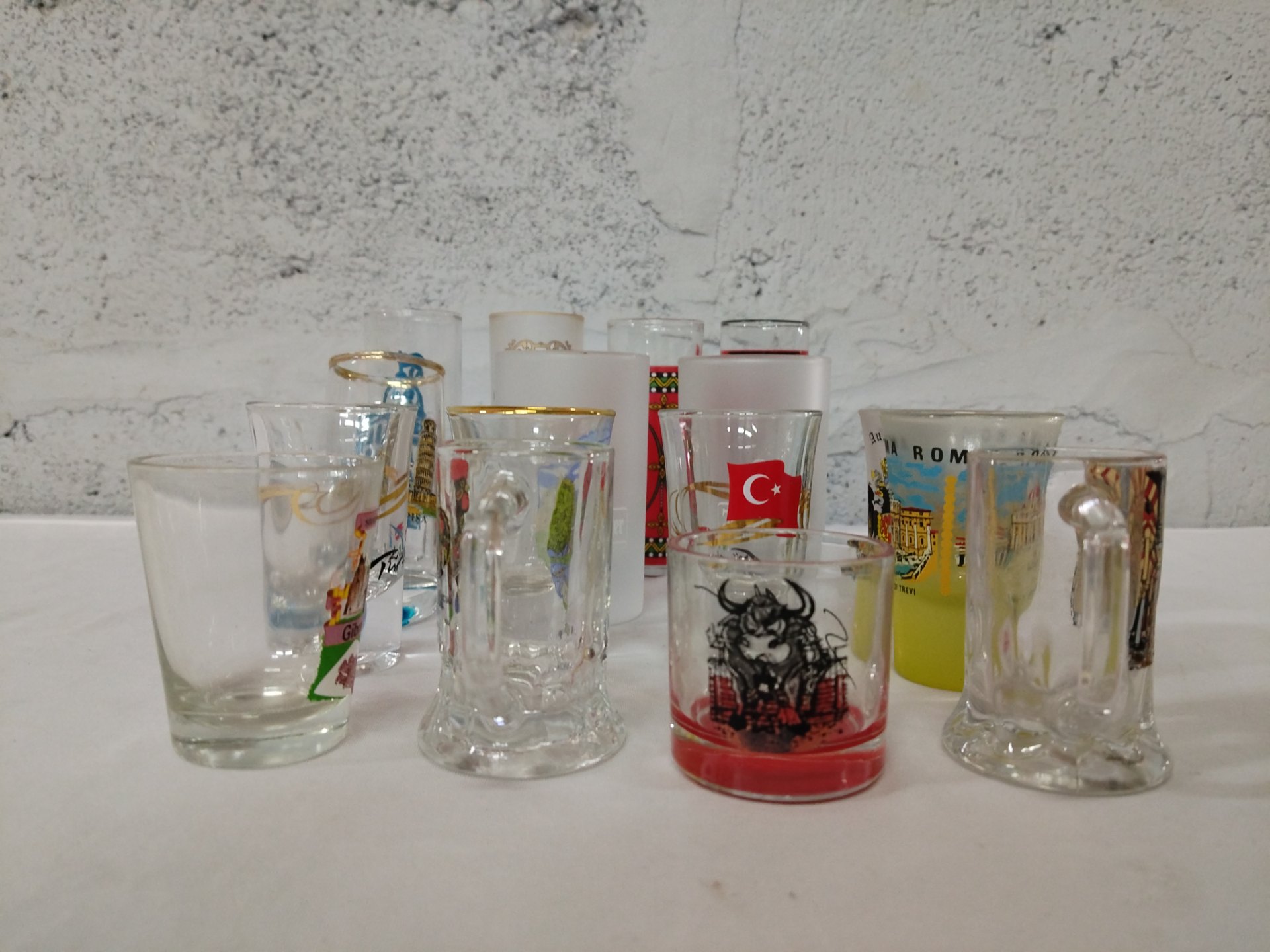 Bulk Lot of 16 Assorted Souvenir Shot Glasses – Various Designs & Destinations