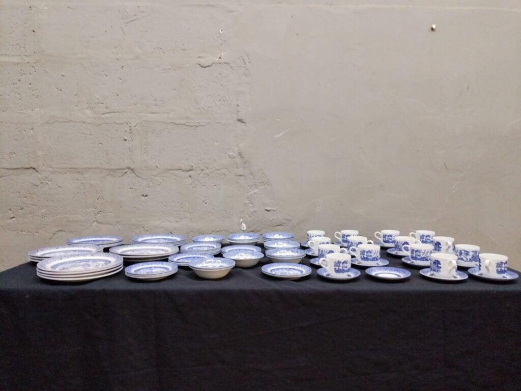 Churchill England Willow Pattern 50-Piece Blue & White Dinnerware Set