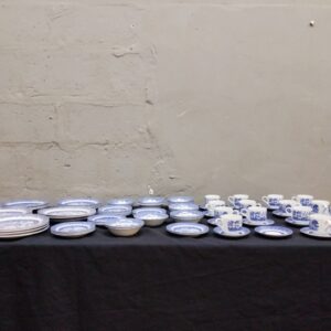 Churchill England Willow Pattern 50-Piece Blue & White Dinnerware Set