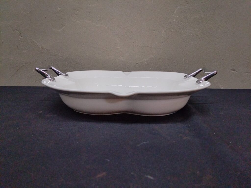 Divided Ceramic Serving Dish with Metal Handles