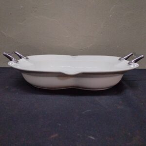 Divided Ceramic Serving Dish with Metal Handles