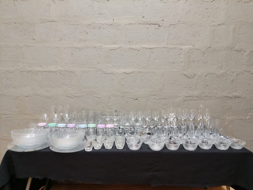 Bulk Lot of 85 Assorted Glassware – Bowls, Glasses, Cups & Jars