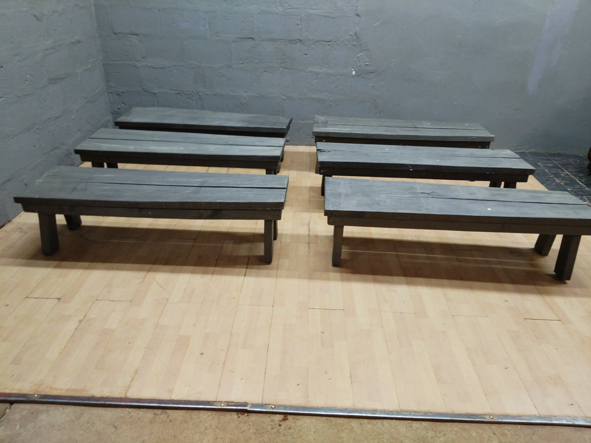Set of 6 Rustic Wooden Benches – Bulk Lot, 160cm Long, For Refurbishment or Outdoor Use