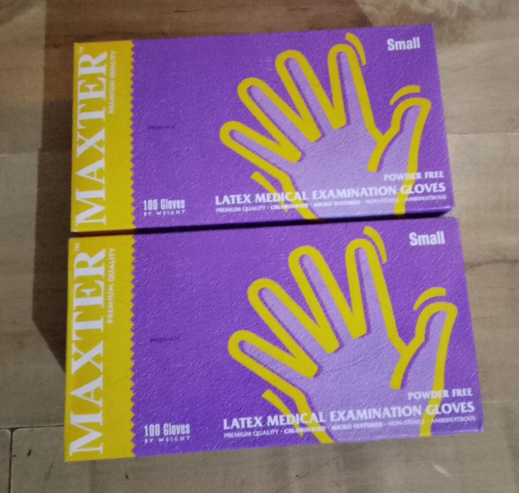 2 Boxes Maxter Latex Medical Examination Gloves (Small, Powder Free, 100/Box) – Sealed