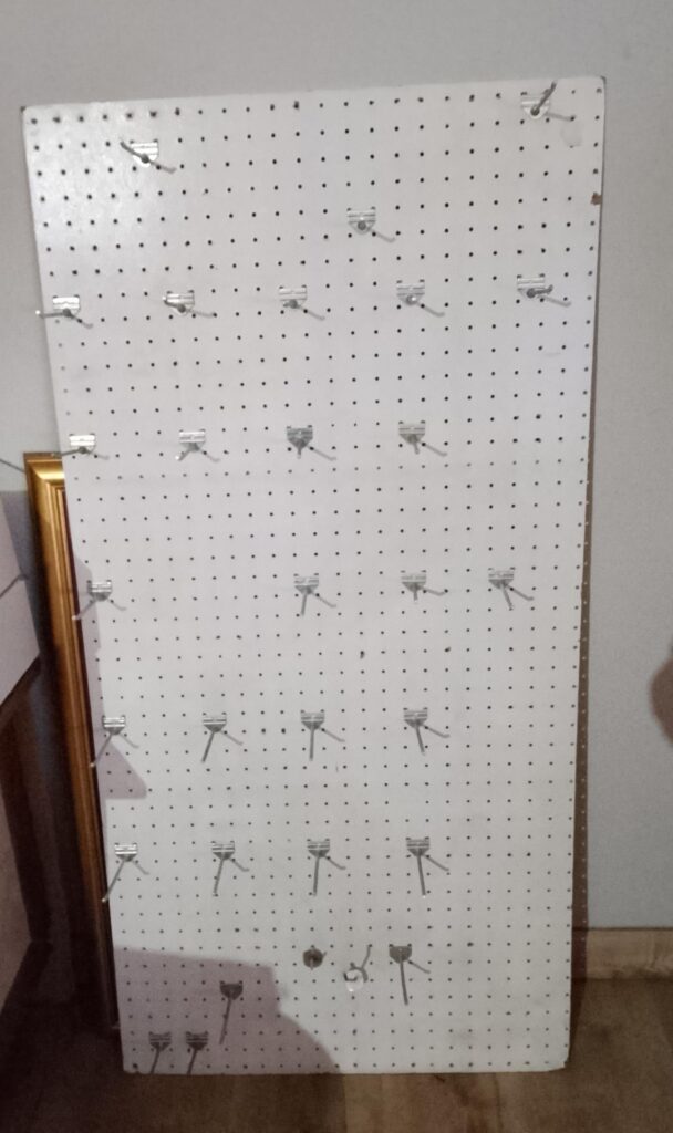 Large Pegboard Display Panel with Metal Hooks (123cm x 60cm)