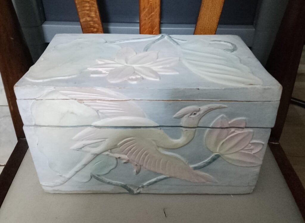 Decorative Carved Wooden Box with Bird and Floral Motif – 30cm x 15cm