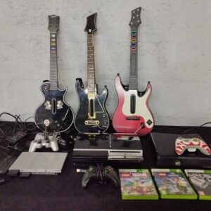 Bulk Lot: PlayStation 2 Slim, PlayStation 3, Xbox 360 S, Guitar Controllers, Games & Accessories (Working with Faults, Some Cables Missing)