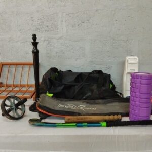 Assorted Household & Sports Lot — SodaStream Premium (body only), roller, bags, lamp base, sticks & more