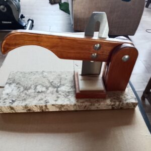 Manual Biltong/Board Cutter — Wooden Lever, Metal Blade on Marble Base (Untested)