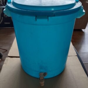 Blue Plastic Water/Drink Dispenser with Lid and Tap – 37cm x 34cm, used, tap tested