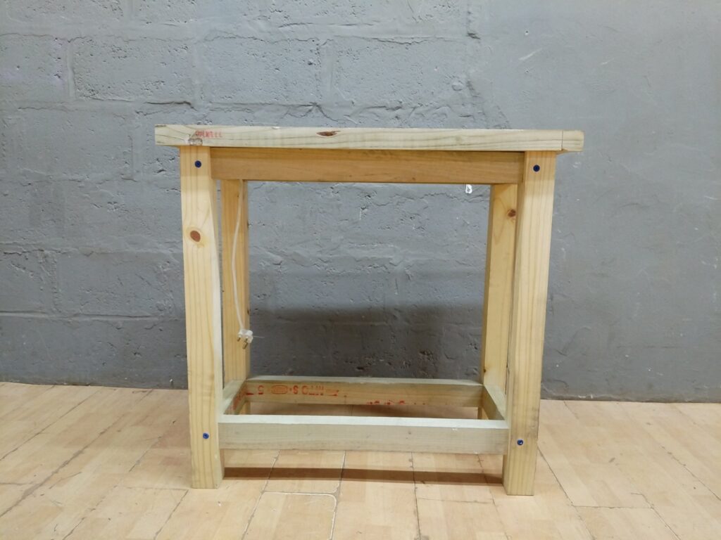 Unfinished Pine Small Stool / Stand – Two‑plank Top, Sturdy DIY Build