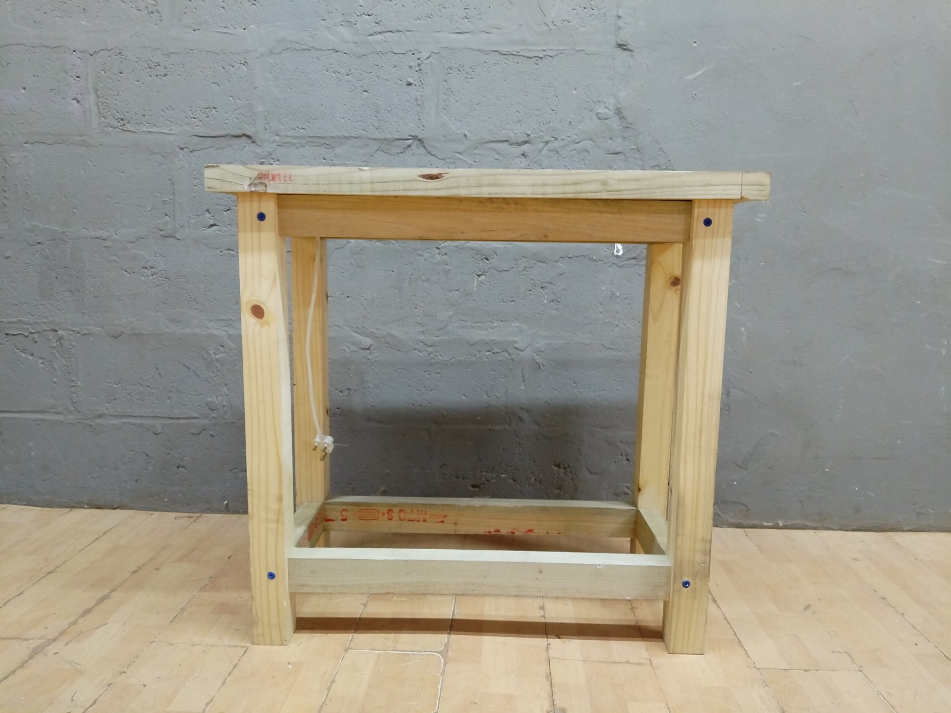 Unfinished Pine Small Stool / Stand – Two‑plank Top, Sturdy DIY Build