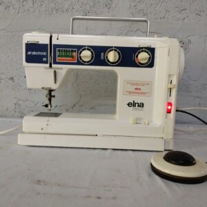 Elna air electronic SU sewing machine (Tavaro S.A. Geneva) — powered, foot pedal & mains lead included