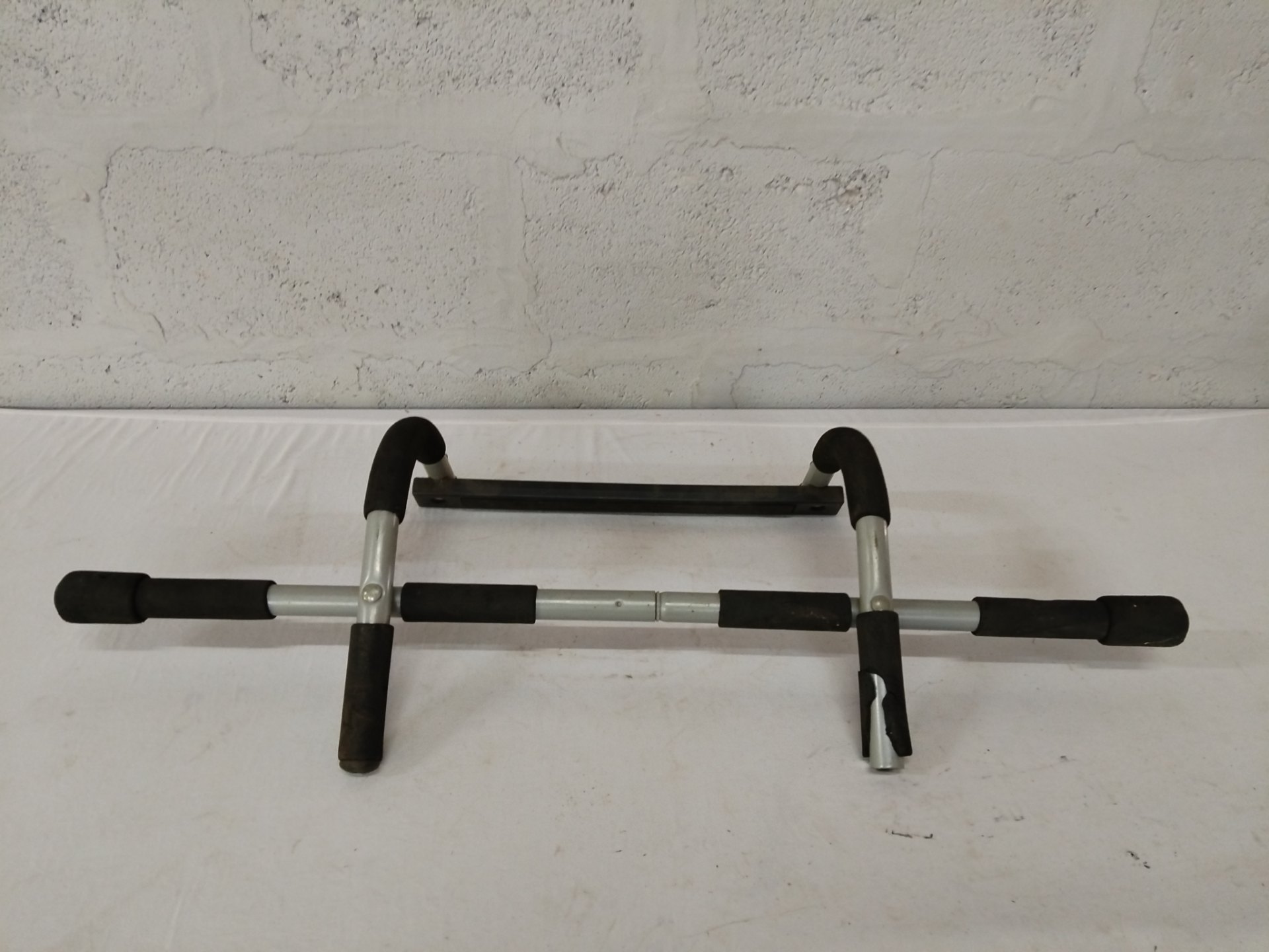 Telescopic Doorway Pull-Up / Chin-Up Bar — Used, Foam Grips Worn (fits ~92 cm)