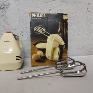 Vintage Philips Hand Mixer (marked HR1190) with Original Box & 2 Pairs Beaters — Tested Working