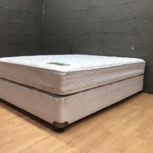 Sealy Posturepedic Mattress with Divan Base (153 x 200 x 55 cm) — Used, Stained
