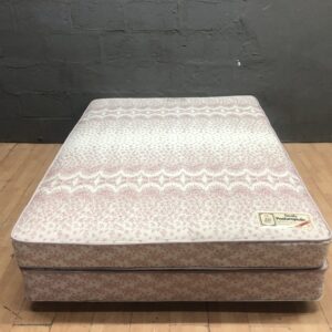 Sealy Posturepedic Mattress with Matching Base – Floral Upholstery, Used
