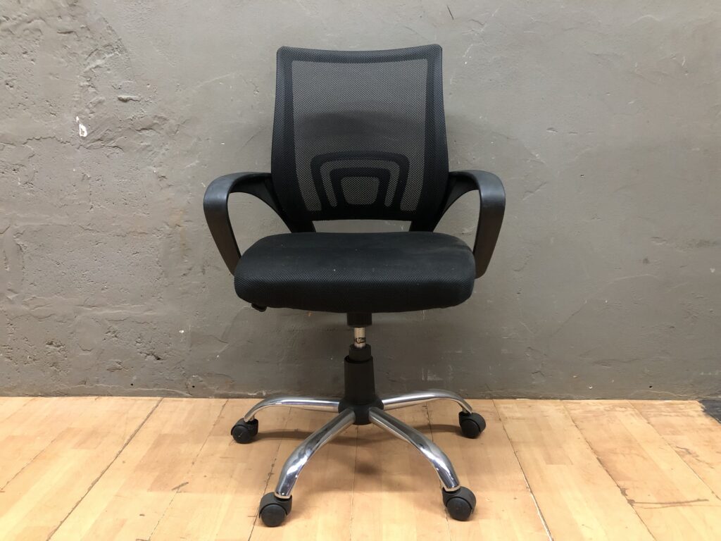 Black Mesh Office Task Chair with Padded Seat & Chrome Five-Star Base